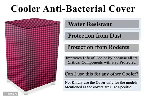 Stylista Air Cooler Cover Compatible for Kumaka Plastic Kmk-Tf23-F 23 LTR Tower Cooler, Ployester, Gingham Pattern Magenta-thumb5