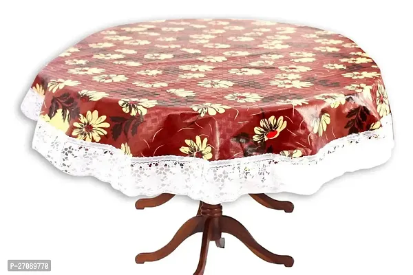 Stylish Oval Centre Table Cover Wxl 40X60 Inches With White Border Lace