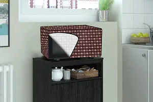 Stylista PVC Microwave Oven Cover for Panasonic 20L NN-CT26HMFDG, Floral Pattern Brown-thumb1