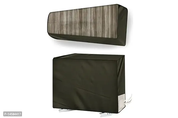 Stylista split ac cover set of indoor and outdoor unit Compatible for 1.5 Ton SAMSUNG AR18BY3ZAPG Wood Pattern Brown