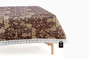 Stylista Waterproof Square 4 Seater Center Coffee Study Dining Table Cover Size 48x48 inches Floral Pattern Brown-thumb4