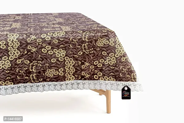 Stylista Waterproof Square 4 Seater Center Coffee Study Dining Table Cover Size 48x48 inches Floral Pattern Brown-thumb5