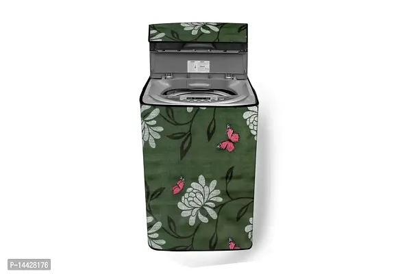 Stylista Washing Machine Cover Compatible for Whirlpool 6.2 kg Fully-Automatic Top Loading WHITEMAGIC Royal 6.2 Petals Pattern Green