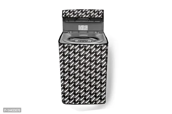 Stylista Washing Machine Cover Compatible for Whirlpool 6.2 kg Fully-Automatic Top Loading WHITEMAGIC Royal 6.2 Symmetric Pattern Black