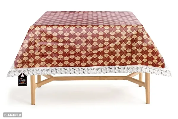 Stylista Square 4 Seater Center Coffee Study Dining Table Cover Size 48x48 Inches Counterchange Pattern Brick-thumb3