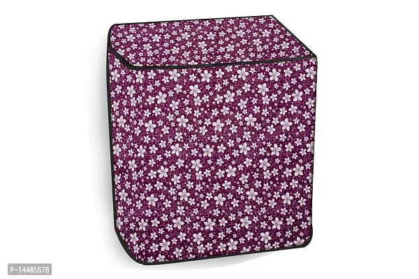 Stylista Washing Machine Cover Compatible for Haier 6.5 kg semi Automatic HTW65-186S Printed Floral Pattern Purple-thumb3