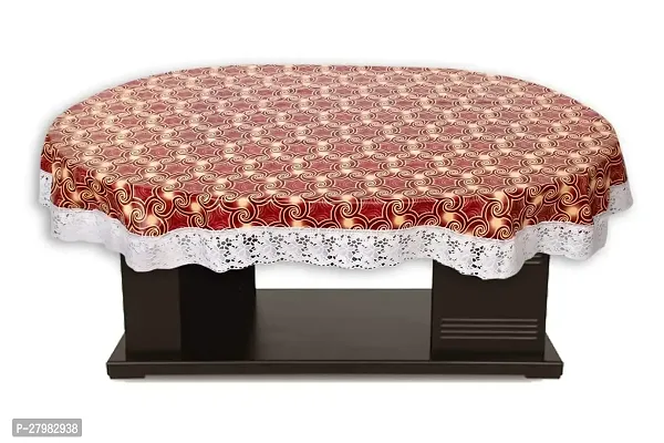 Stylista Waterproof 4 Seater Oval Dining Table Cover WxL 54x78 Inches with White Border lace Packed Pattern MulticolorPolyvinyl Chloride, Pack of 1