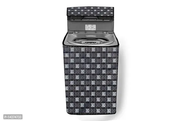 Stylista Washing Machine Cover Compatible for LG 6.2 kg T7281NDDLG Fully Automatic Top Load, Traditional Checkered Pattern Grey