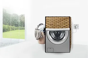 Stylista PVC Washing Machine Cover Compatible for Samsung 7 Kg Fully-Automatic Front Loading WW70J42E0BX, Packed Pattern Yellow-thumb2