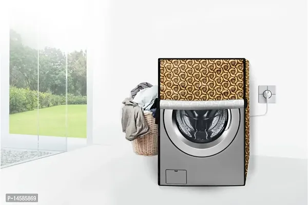 Stylista PVC Washing Machine Cover Compatible for Samsung 7 Kg Fully-Automatic Front Loading WW70J42E0BX, Packed Pattern Yellow-thumb3