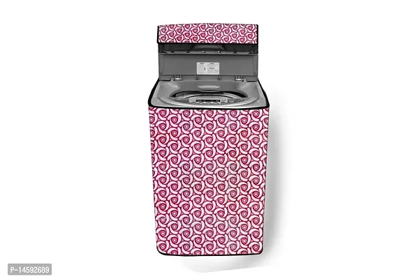 Stylista PVC Washing Machine Cover Compatible for Samsung 6.5 Kg Fully-Automatic Top Loading WA65T4262GS, Packed Pattern Pink