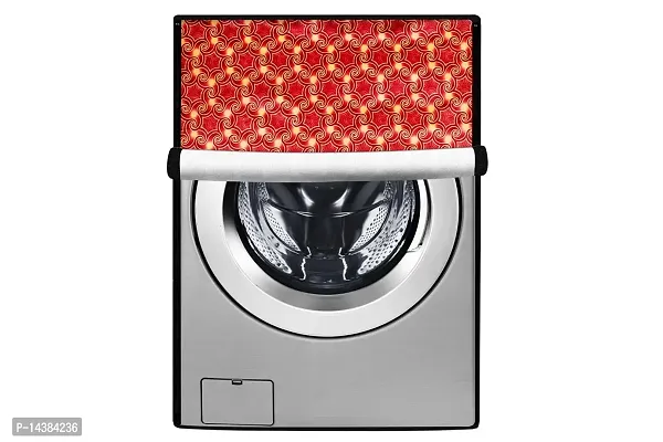 Stylista Washing Machine Cover Compatible for AmazonBasics 7 kg Fully-Automatic Front Load Frieze Pattern Maroon