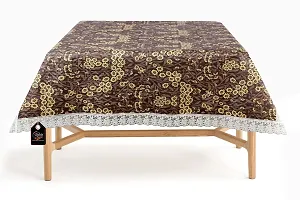 Stylista Waterproof Square 4 Seater Center Coffee Study Dining Table Cover Size 48x48 inches Floral Pattern Brown-thumb2