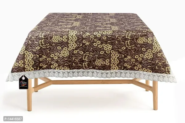 Stylista Waterproof Square 4 Seater Center Coffee Study Dining Table Cover Size 48x48 inches Floral Pattern Brown-thumb3