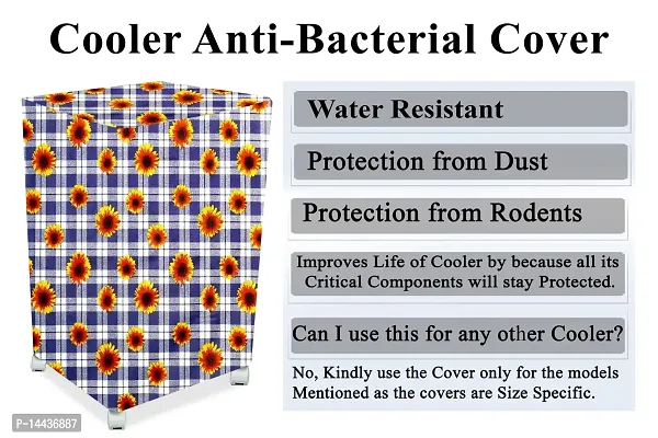 Stylista Cooler Cover Compatible for Crompton Woodwool 90 Liter Desert Cooler Gingham Floral Pattern Blue-thumb5
