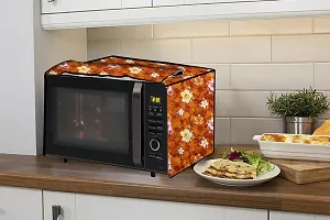 Stylista PVC Microwave Oven Cover for Whirlpool 20 L Solo Magicook Classic-20L, Floral Pattern Orange-thumb2