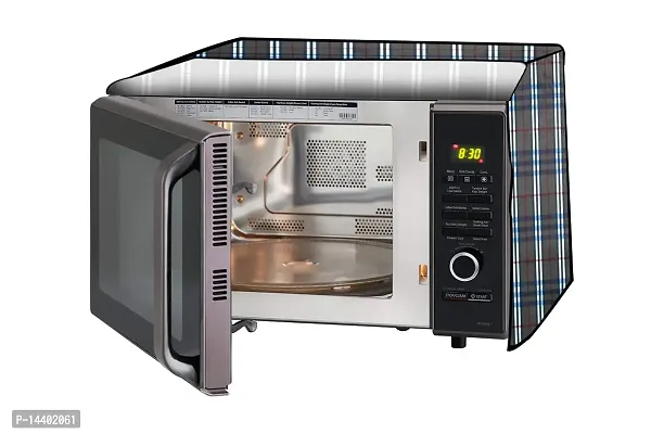 Stylista Microwave Oven Cover for LG 28 L Convection MC2886BRUM Checkered Pattern Grey