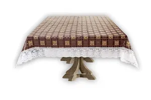 Stylista 4 Seater Dining Table Cover Size 54x78 Inches Basketweave Pattern Brown-thumb1