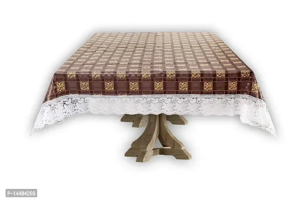 Stylista 4 Seater Dining Table Cover Size 54x78 Inches Basketweave Pattern Brown-thumb2