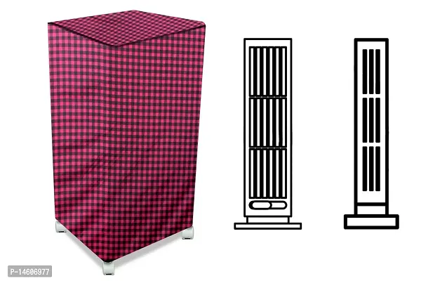 Stylista Air Cooler Cover Compatible for Kumaka Plastic Kmk-Tf23-F 23 LTR Tower Cooler, Ployester, Gingham Pattern Magenta