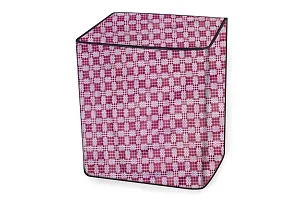 Stylista Washing Machine Cover Compatible for Haier 6.2 kg semi Automatic HTW62-187BO Checkered Pattern Magenta-thumb4