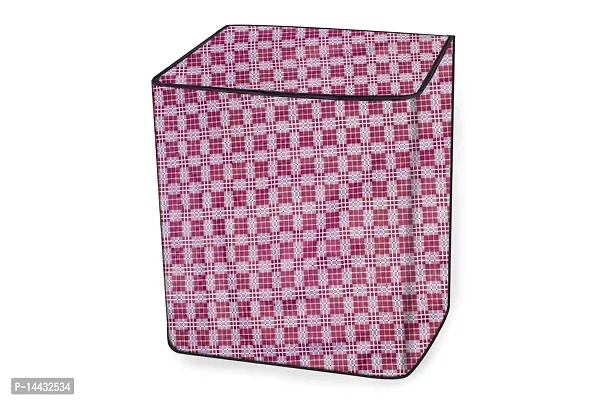 Stylista Washing Machine Cover Compatible for Haier 6.2 kg semi Automatic HTW62-187BO Checkered Pattern Magenta-thumb5