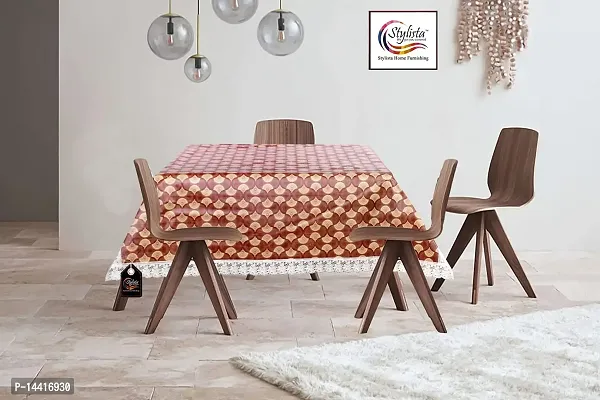 Stylista Square 4 Seater Center Coffee Study Dining Table Cover Size 48x48 Inches Counterchange Pattern Brick-thumb0