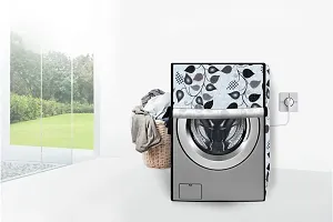 Stylista Washing Machine Cover Compatible for Front Load IFB Senator Aqua SX - 8 Kg Petals Pattern Grey-thumb2