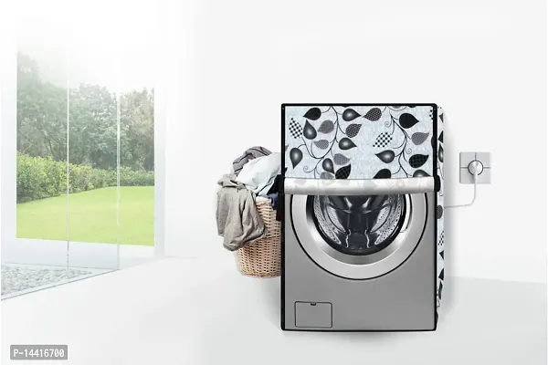 Stylista Washing Machine Cover Compatible for Front Load IFB Senator Aqua SX - 8 Kg Petals Pattern Grey-thumb3