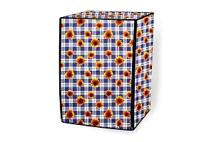 Stylista Washing Machine Cover Compatible for Samsung 9 Kg Fully Automatic Washing Machine with in-Built Heater WW90K54E0UX/TL Gingham Floral Pattern Blue-thumb4