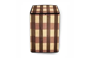 Stylista Washing Machine Cover Compatible for Fully Automatic Top Load Whirlpool 5kg to 7.5kg Gingham Pattern Beige-thumb2