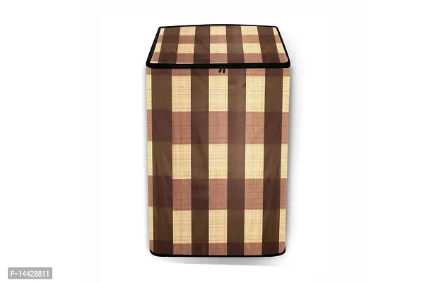 Stylista Washing Machine Cover Compatible for Fully Automatic Top Load Whirlpool 5kg to 7.5kg Gingham Pattern Beige-thumb3