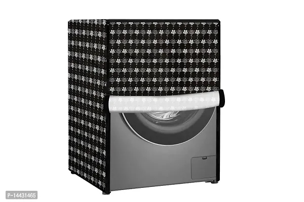 Stylista Washing Machine Cover Compatible for LG 6.0 Kg 5 Star Inverter Fully-Automatic Front Loading Washing Machine FHM1006ADW Floral Pattern Black