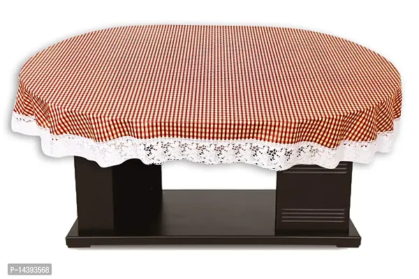 Stylista 4 Seater Oval Dining Table Cover WxL 54x78 inches Pin Check Pattern Brown with White Border lace-thumb3