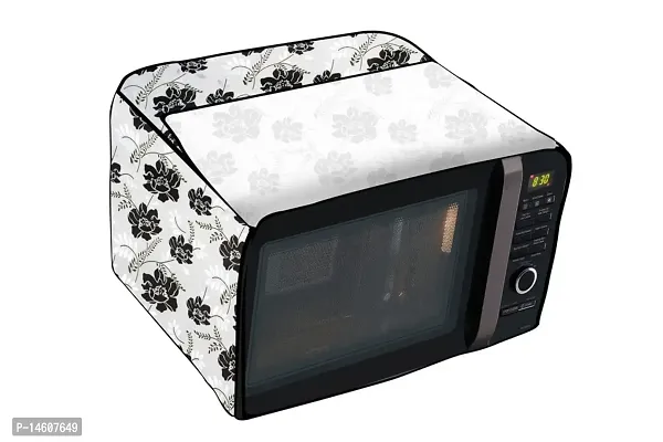 Stylista PVC Microwave Oven Cover for Whirlpool Magicook Classic 20L Solo, IndianFloral Pattern Grey-thumb5