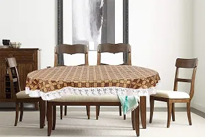 Stylista 6 Seater Oval Dining Table Cover WxL 60x90 inches with White Border lace-thumb1