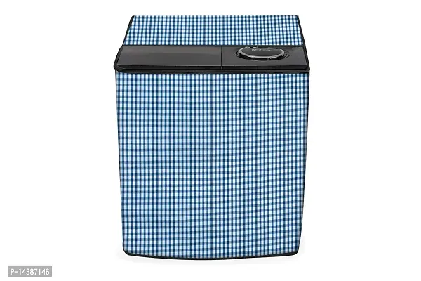 Stylista Top Load Semi Automatic Washing Machine Cover Compatible for Godrej 6.2 kg  6.5 Kg Pin Check Pattern Blue-thumb0