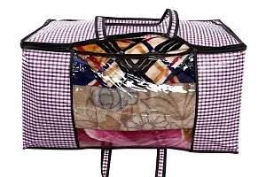 Stylista Blanket Storage Bags Large Size Set of 2 Pin Check Pattern Voilet-thumb4