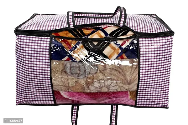 Stylista Blanket Storage Bags Large Size Set of 2 Pin Check Pattern Voilet-thumb5