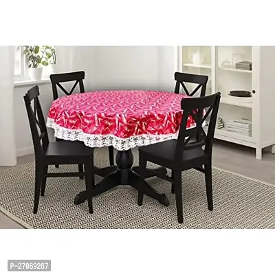 Stylish Waterproof 4 Seater Round Table Cover 60 Inches Diameter Frieze Pattern Red