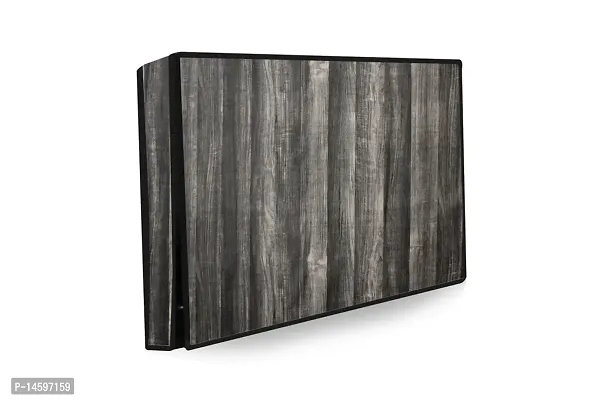 Stylista Printed PVC LED/LCD TV Cover for 42 Inches All Brands and Models, Wooden Pattern Black