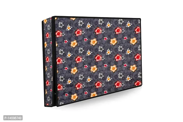 Stylista Printed Polyester LED/LCD TV Cover for 43 Inches All Brands and Models, Floral Pattern Grey