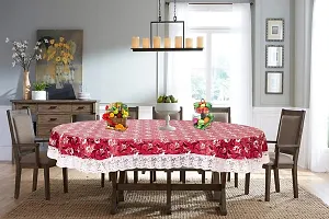 Stylista 8 Seater Oval Dining Table Cover WxL 60x108 inches with White Border lace-thumb1