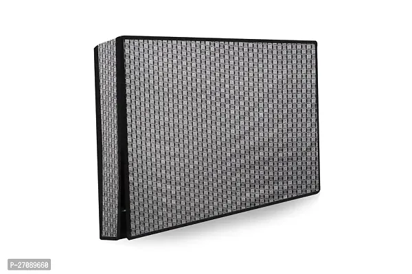 Stylish Printed Polyester Led/Lcd Tv Cover For 23 Inches All Brands And Models, Basketweave Pattern Grey-thumb0