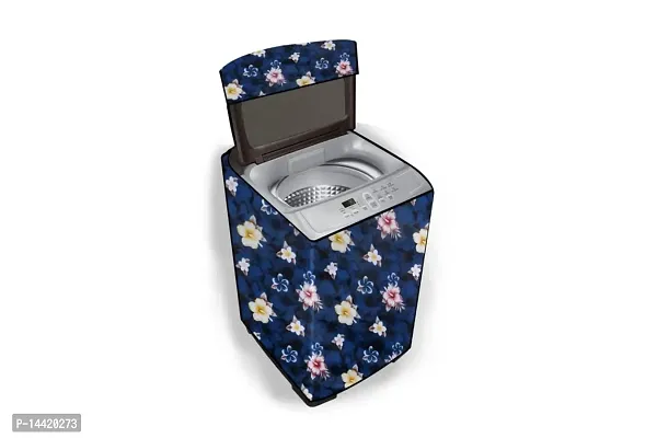 Stylista Washing Machine Cover Compatible for Fully Automatic Top Load Whirlpool 5kg to 7.5kg Floral Pattern Blue