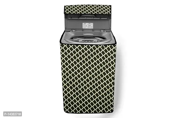 Stylista Washing Machine Cover Compatible for Haier 6.5 kg Fully-Automatic Top Loading HWM65-707NZP Argyle Pattern Brown