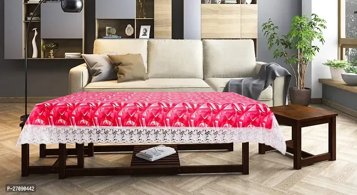 Stylish 2 Seater Table Cover Size 45X70 Inches Frieze Pattern Red-thumb0