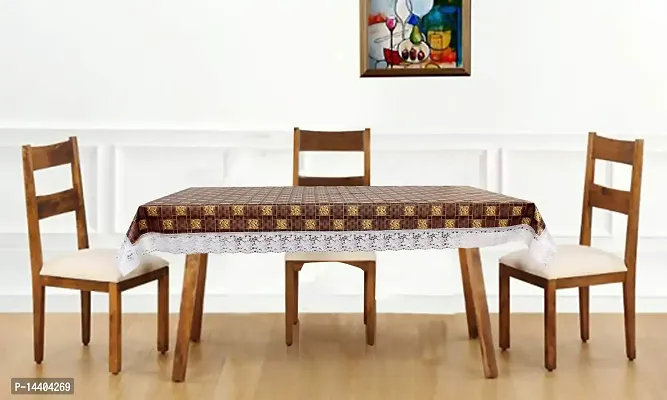 Stylista 4 Seater Dining Table Cover Size 54x78 Inches Basketweave Pattern Brown-thumb0