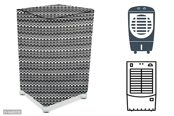 Stylista Cooler Cover Compatible for Hindware Snowcrest 23 Liter Medium Tower Cooler Symmetric Pattern Grey  White