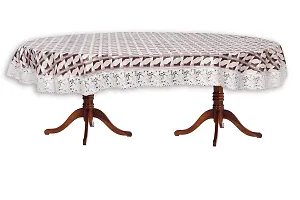 Stylista 4 Seater Oval Dining Table Cover WxL 54x78 inches with White Border lace-thumb3